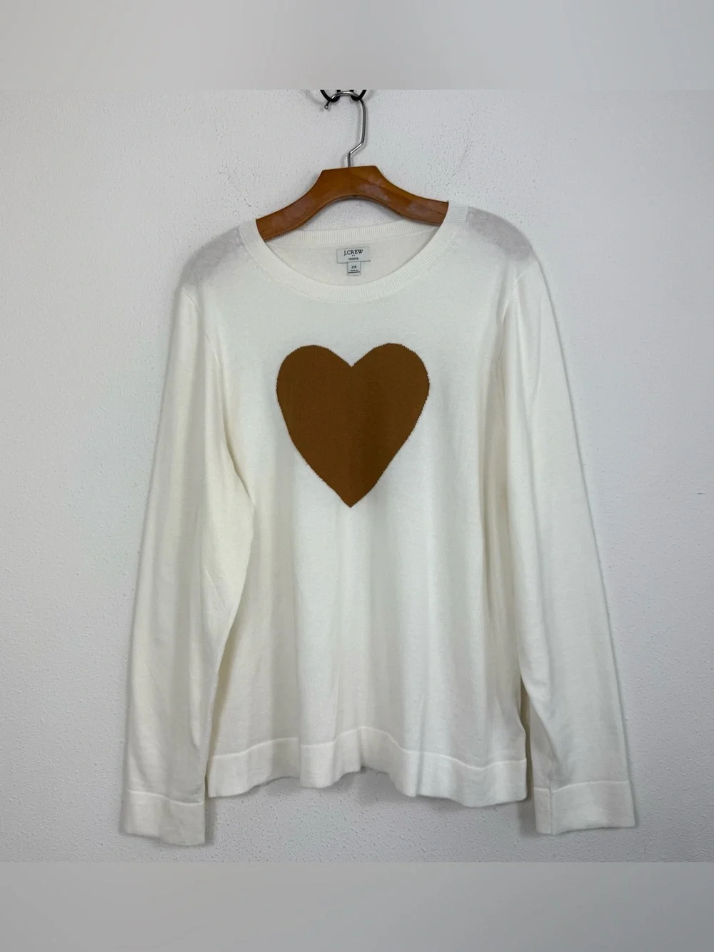 J. Crew Teddie Crewneck Heart Cotton Sweater Sz 2X